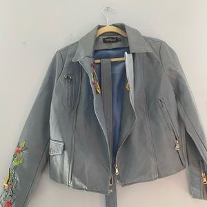 Light blue leather jacket